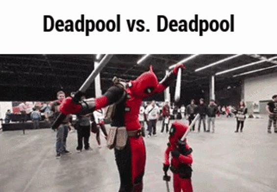 deadpool cosplay.gif