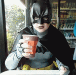 Tallest Silver as Batmaam sipping hot chocolate.gif