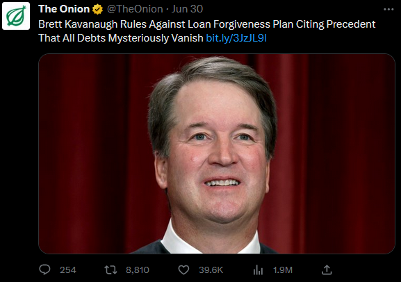 The Onion _ Kavanaugh thinks all debts just magically vanish.png